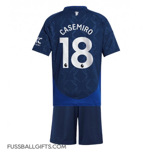 Manchester United Casemiro #18 Fußballbekleidung Auswärtstrikot Kinder 2024-25 Kurzarm (+ kurze hosen)